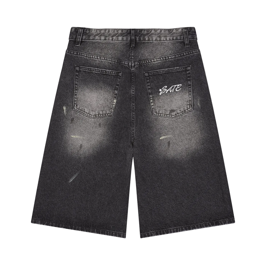 SATE Vintage Wash Wide Leg Denim Shorts