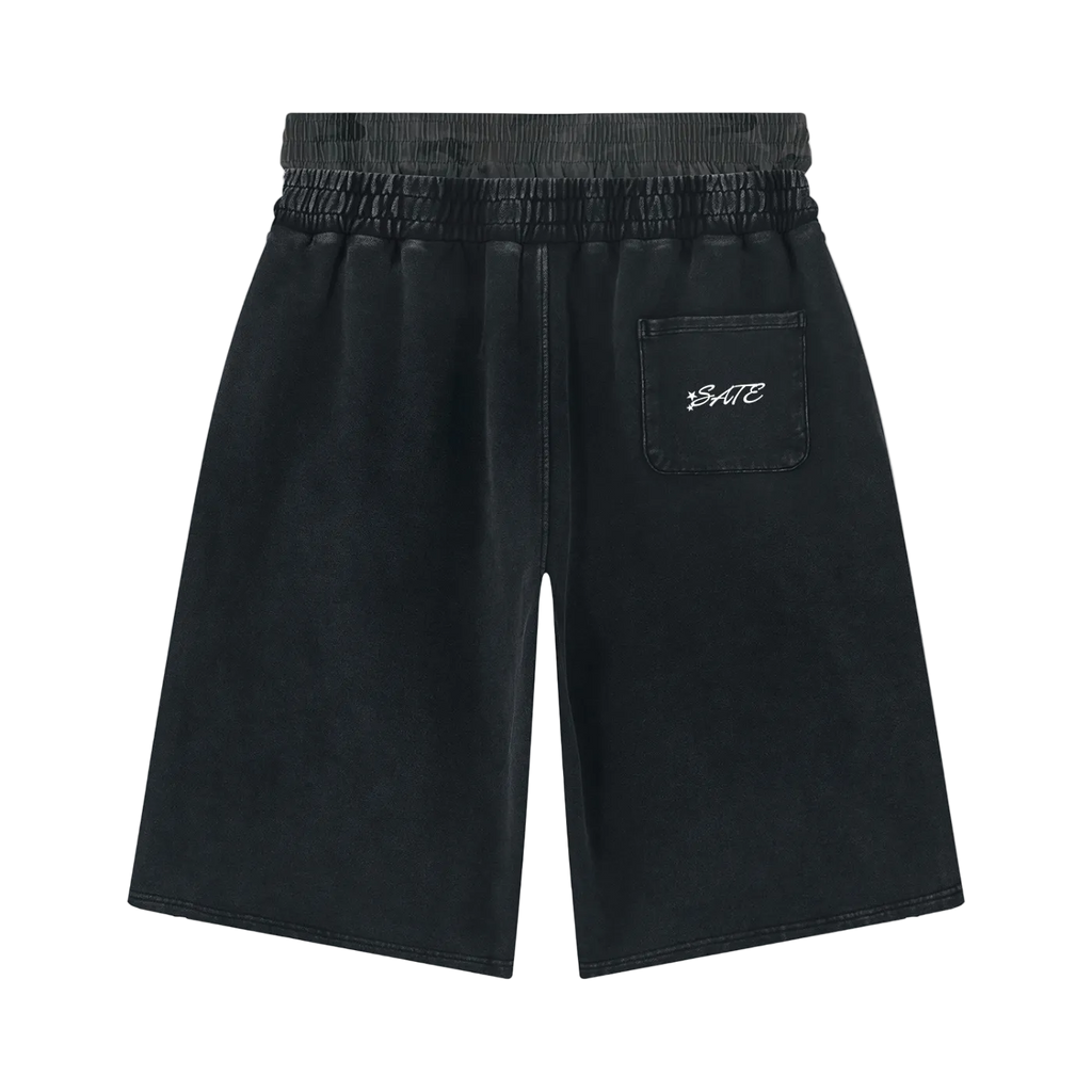 SATE Vintage Wash Distressed Wide Leg Shorts